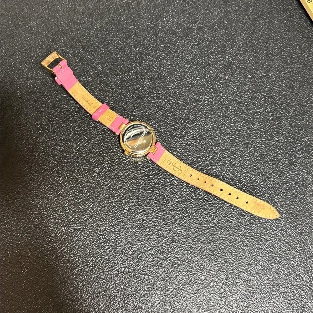 Juicy Couture Gold Watch Pink Leather Strap Working